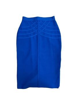 Blue stretchy bandage bodycon midi pencil skirt Sz L/XL